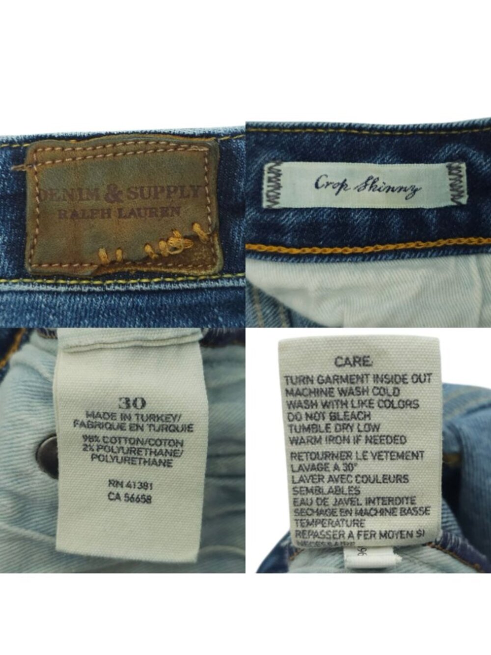 Ralph Lauren Denim & Supply Crop Skinny Jeans 30 Indie Boho Whiskered Blue Denim - Picture 8 of 15